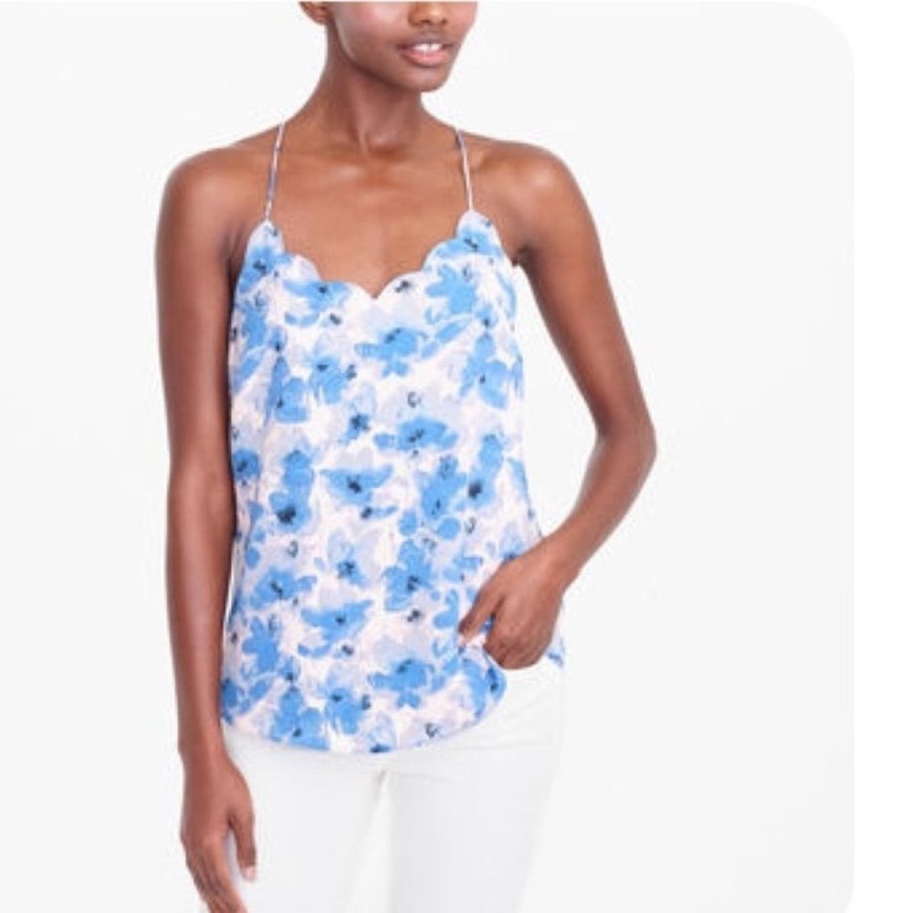 J.Crew Factory l Blue Floral Scallop Cami